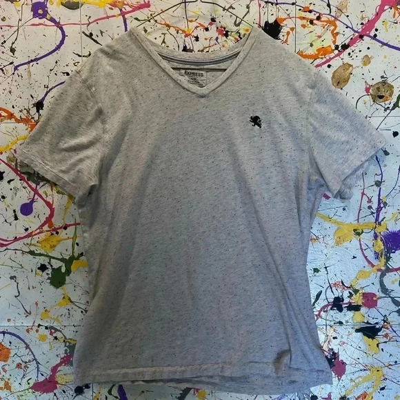Express V-Nevk Rainbow Speckles Tee - Picture 1 of 3